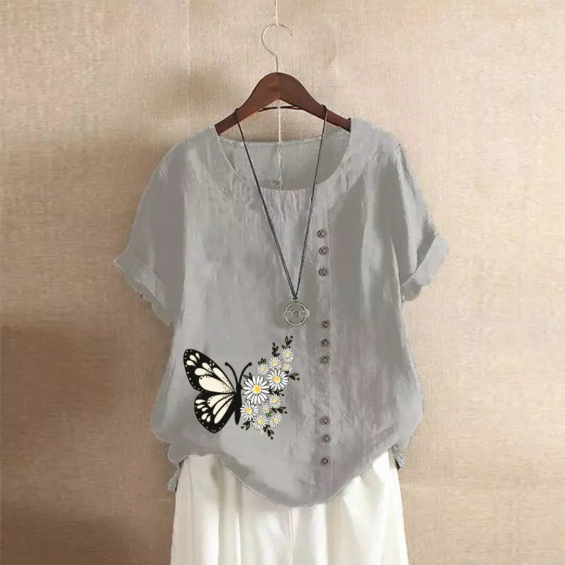 Sizes to 5XL Cotton Linen Vintage T-shirt Casual Loose Long Shirts with rolled sleeves.