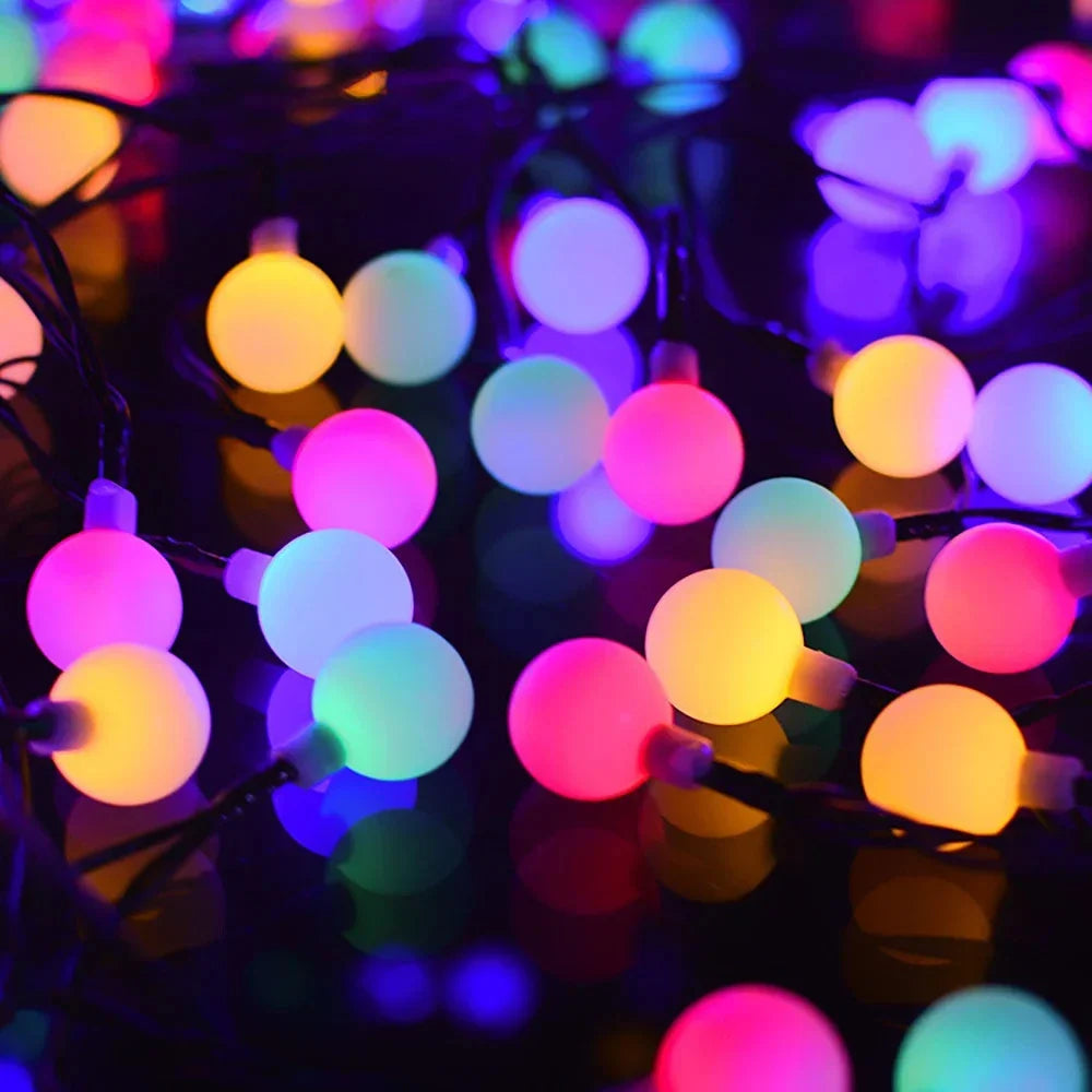 Frosted Globe Solar String Lights 100 LED IP65 Outdoor Fairy Lights
