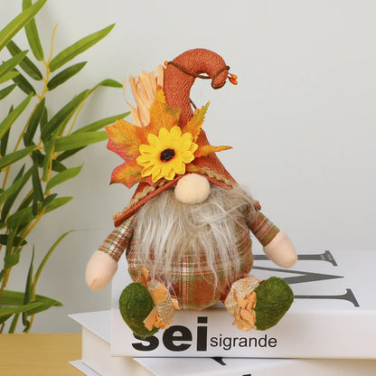Rustic Autumn Harvest Scarecrow Decor, Plaid & Sunflower Accents for Thanksgiving, Halloween, Farmhouse Wall Decor, Party Props, approx 7 by 4 inches