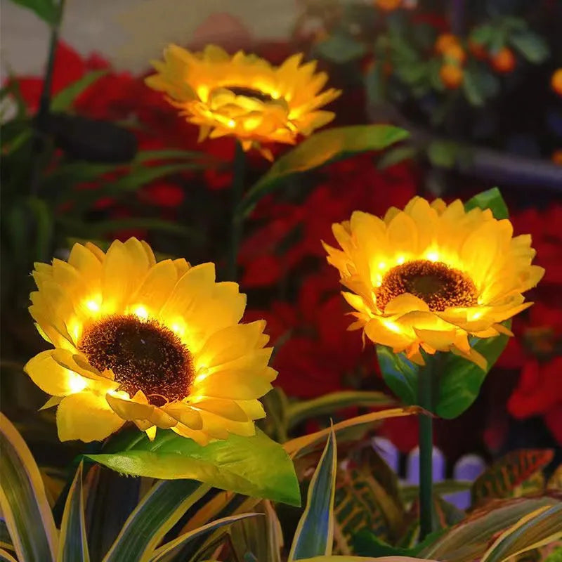 3 Heads 1 Head Solar Simulation Sunflower LED Lights, Garden, Lawn Night Lights, Landscape Lamp
