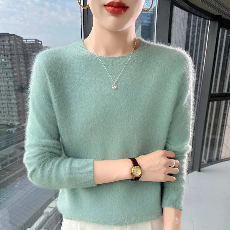 Basic Soft Knit Pullover Sweater, Round Neck, Long Sleeve, 12 colors with some sizes to 3XL