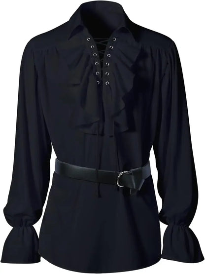 Medieval Halloween Costume Shirts, Autumn Casual Shirts, Steampunk,  Long Ruffled  Sleeve, Gothic Shirt