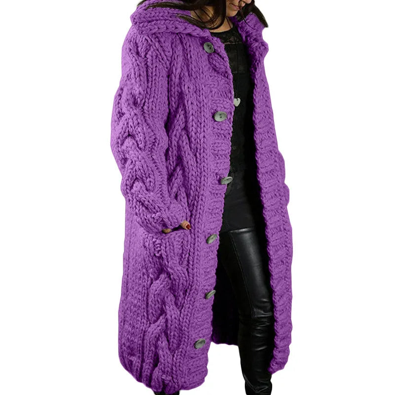 15 Colors, Oversized S-5XL Women Loose Knitted Sweaters, Thick Long Sleeve, Pocket, Buttons