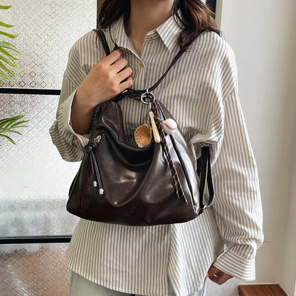 Multifunctional Crossbody Tote Bag Feaux Leather in Black or Brown