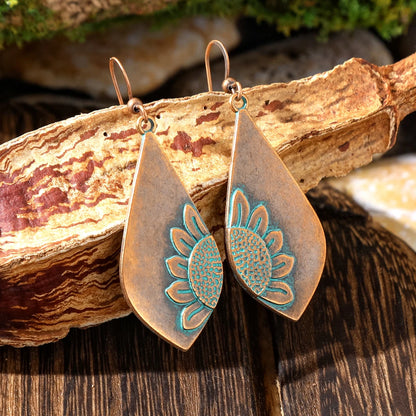 Boho Retro-style Sunflower Earring Teardrop Shape