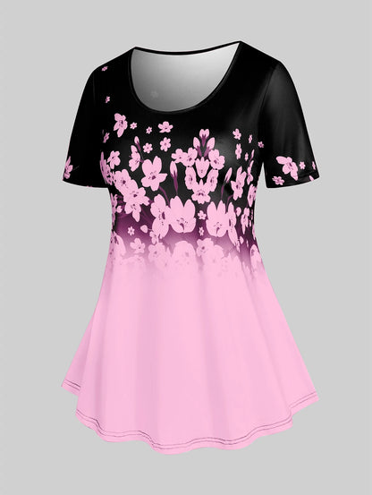 Plus Sizes to 4XL, 3D Printed Outfit, Floral Graphic Top and Matching Capri Leggings