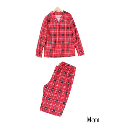 Family Christmas Pajamas Matching Sets Adult And Kids Red Plaid Button Shirts Tops+Pants Baby Romper Dog Pajamas too!!