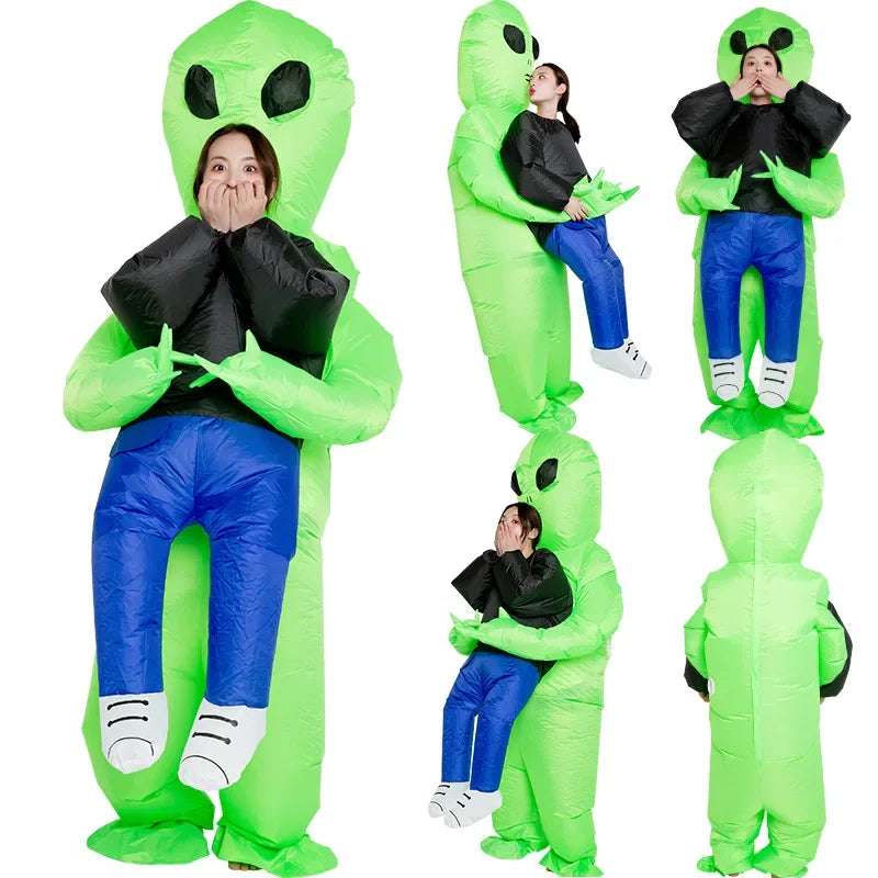 Inflatable Alien Costume With Fish Head Mask Funny Halloween Cosplay Suit For Adults