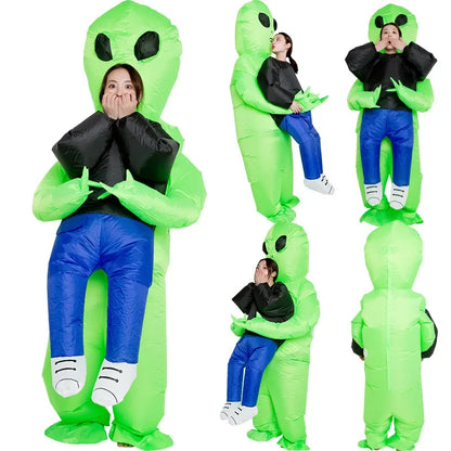 Inflatable Alien Costume With Fish Head Mask Funny Halloween Cosplay Suit For Adults