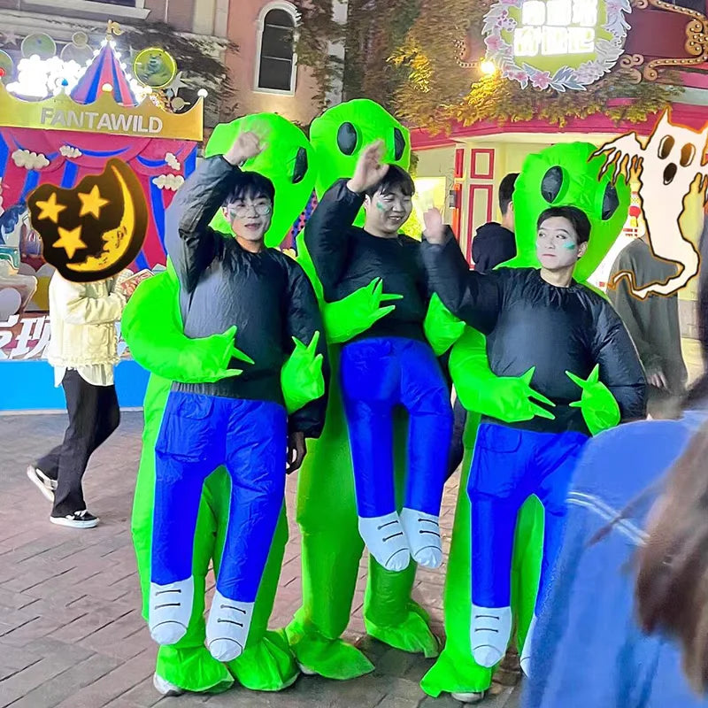 Inflatable Alien Costume With Fish Head Mask Funny Halloween Cosplay Suit For Adults