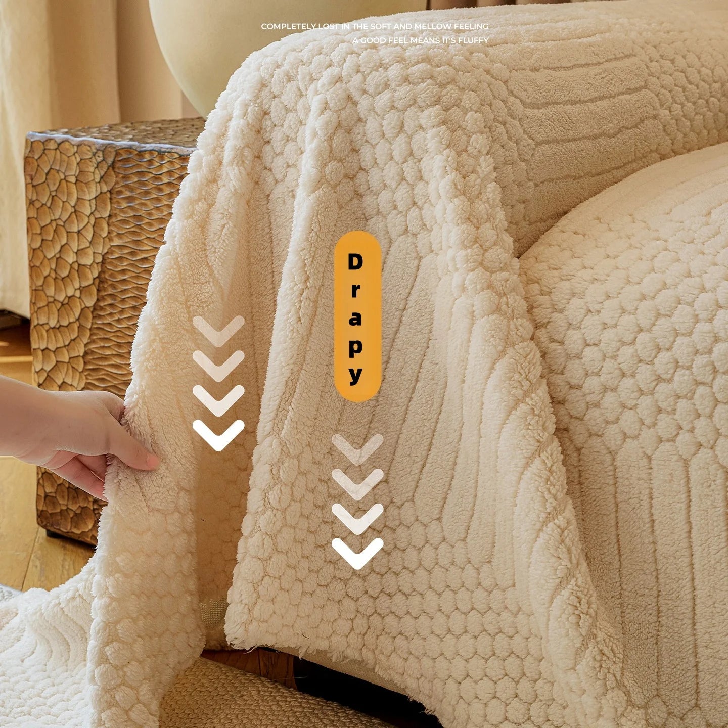 1pc Bohemian Jacquard Warm Tuffed Fleece Sofa Blanket