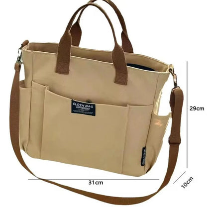 Urban Minimalist Large Capacity Horizontal Canvas Double and Single Straps