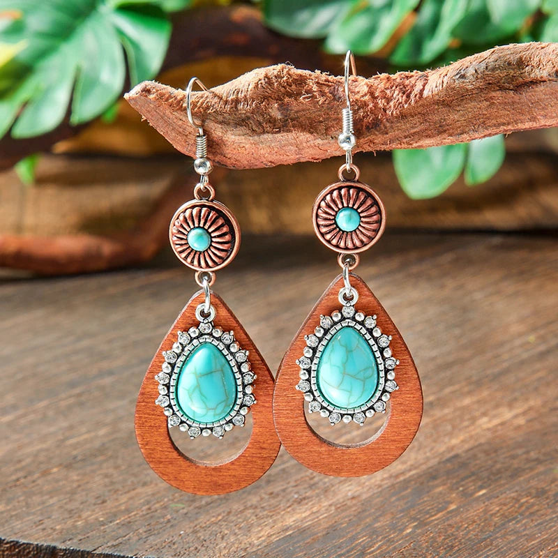 Vintage Tibetan Silver Geometric Turquoise Drop Dangle Earrings. 34 Variations