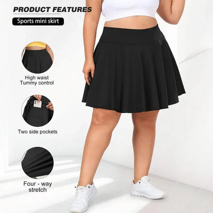 Sizes to 5XL  Pocketed Short Stretchy Knit Skirt, Shorts under Skirt