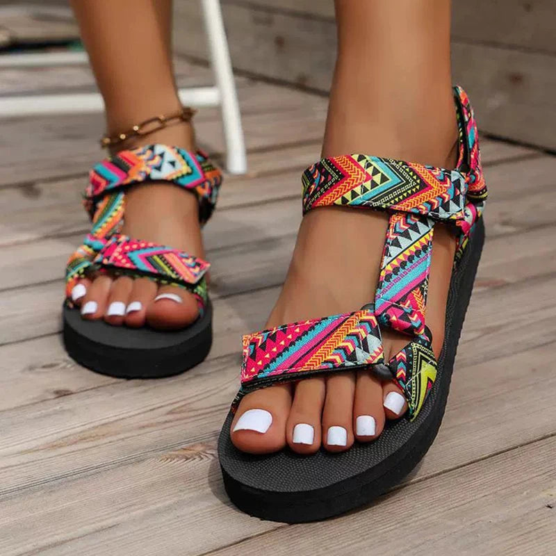 Boho Ankle and Toe Wrap for the perfect fit.  Vivid Boho design. Rubber soles