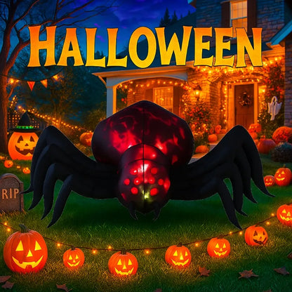 6FT Inflatable Halloween Shadowstalker Spider, Built-in LED Lights, Fan, Stakes, and Rope