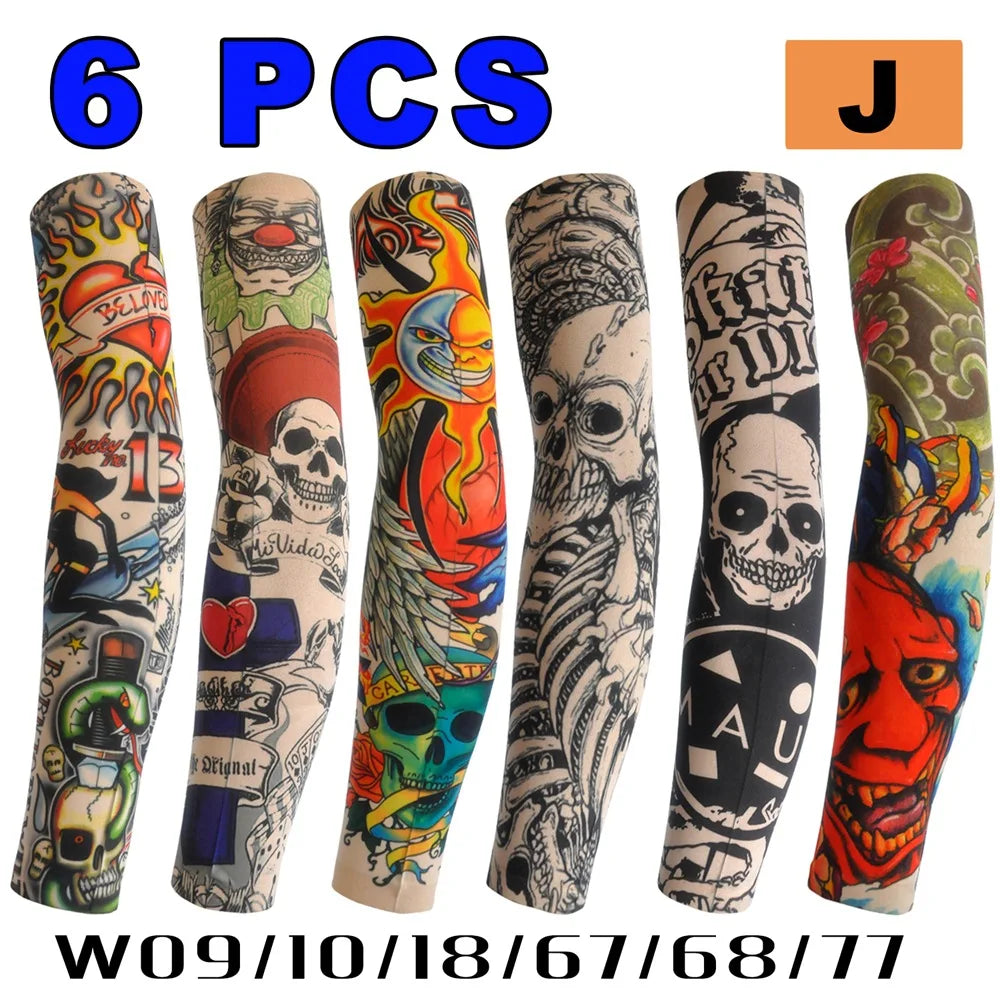 6 PCS Tattoo Sleeve for Men or Women Anti-Sunburn Sleeve Elastic Outdoor