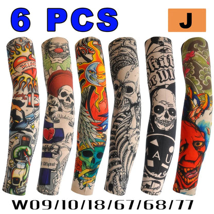 6 PCS Tattoo Sleeve for Men or Women Anti-Sunburn Sleeve Elastic Outdoor