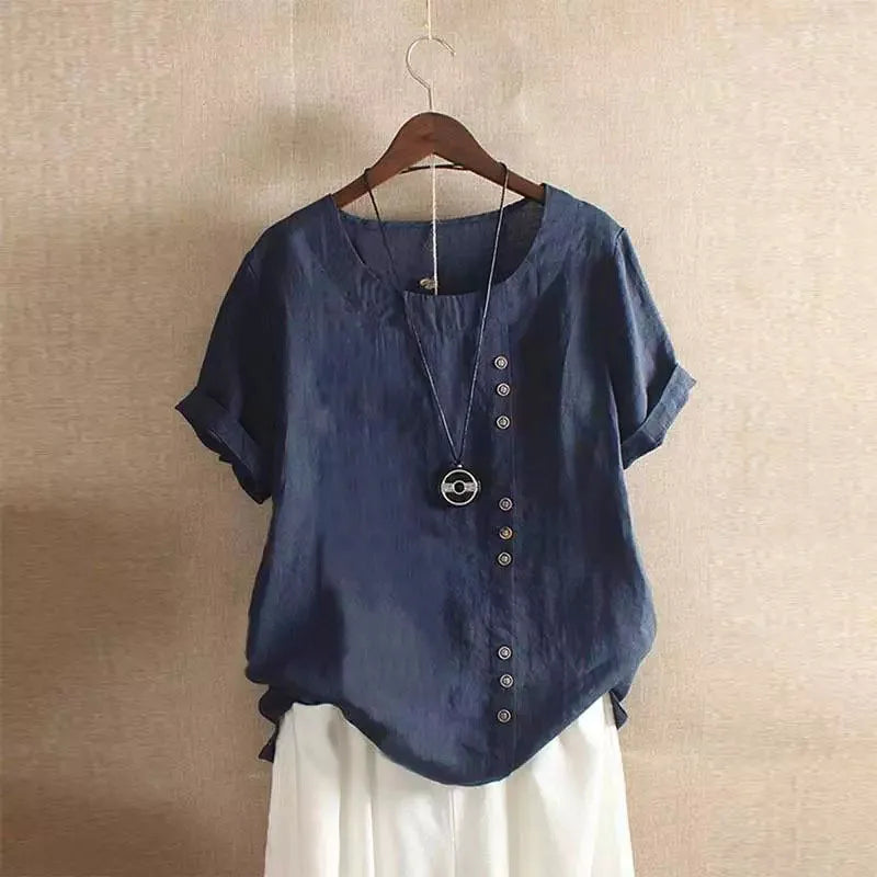 Sizes to 5XL Cotton Linen Vintage T-shirt Casual Loose Long Shirts with rolled sleeves.