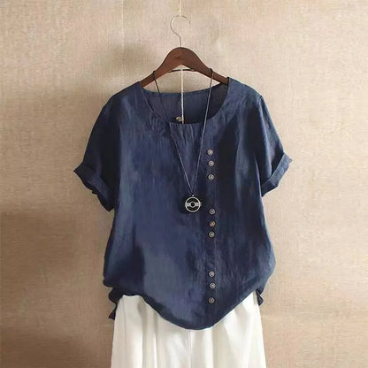 Sizes to 5XL Cotton Linen Vintage T-shirt Casual Loose Long Shirts with rolled sleeves.