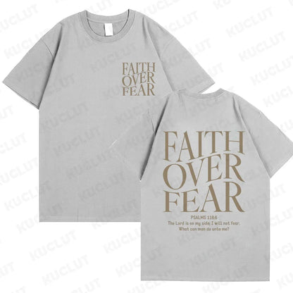 Sizes to 3XL Wide Variety of Colors "Faith Over Fear" T-shirts Christian Clothes Sportswear Bible verse
