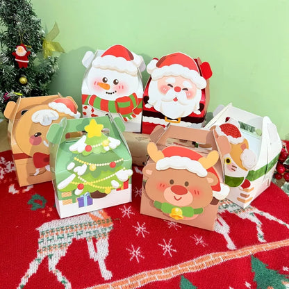 Christmas Square Cardstock Gift Bags, Sturdy Reusable