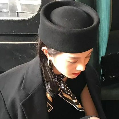 Retro Flat Top Pillbox Beret Fascinator Painter's Hat