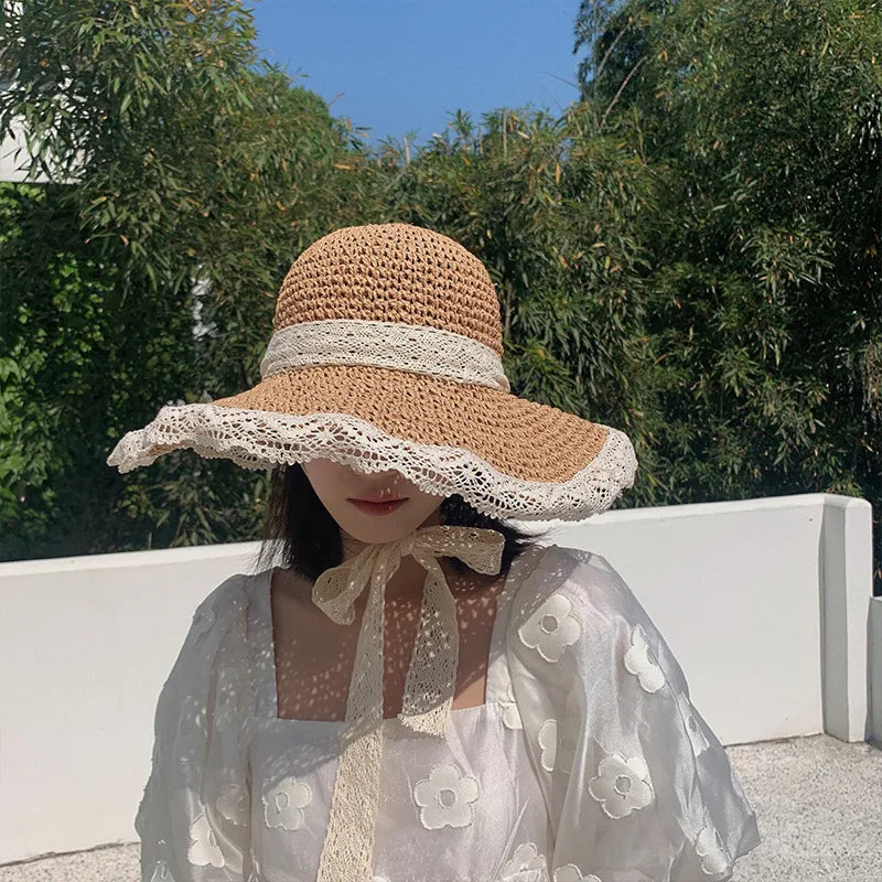 Wide Brim Crocheted Cherry Bucket Hat