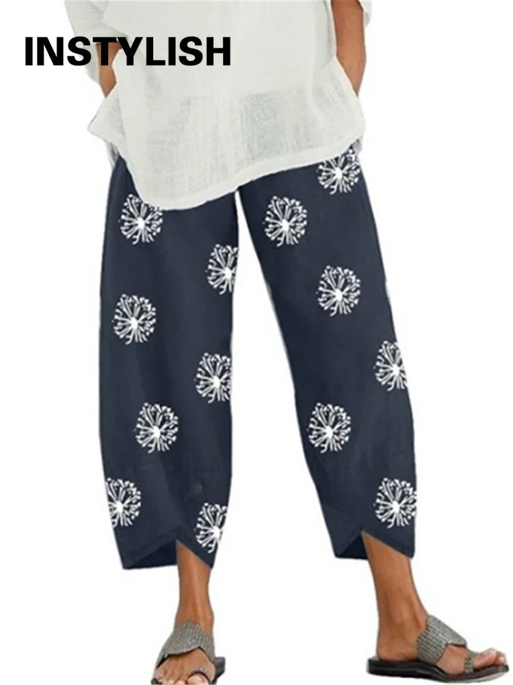 18 Solid and Patterned Cotton Linen Harem Pants, Wide Leg Trousers with Pockets