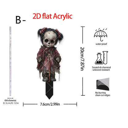Halloween Thriller Plugin Courtyard Ornaments on Stakes. Each is approx 7 by 6 inches