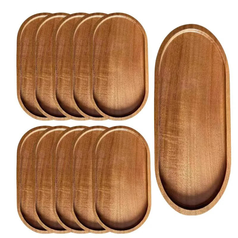 Solid Wood Food Tray Round Rectangle, Snack, Fruit,  Bread Board