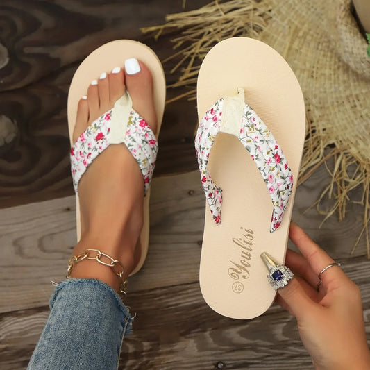 Bohemian Satin Ribbon Flat Flip Flops