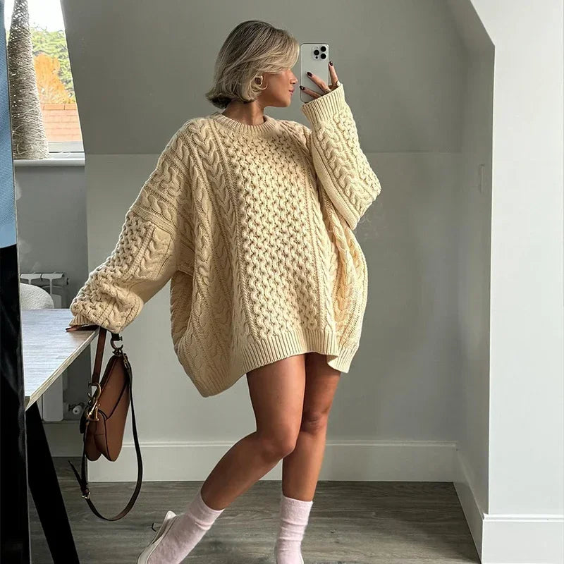 Long Sleeve Prairie Sweater Chic Solid Vintage Oversize Turtleneck Pullover