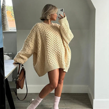 Long Sleeve Prairie Sweater Chic Solid Vintage Oversize Turtleneck Pullover