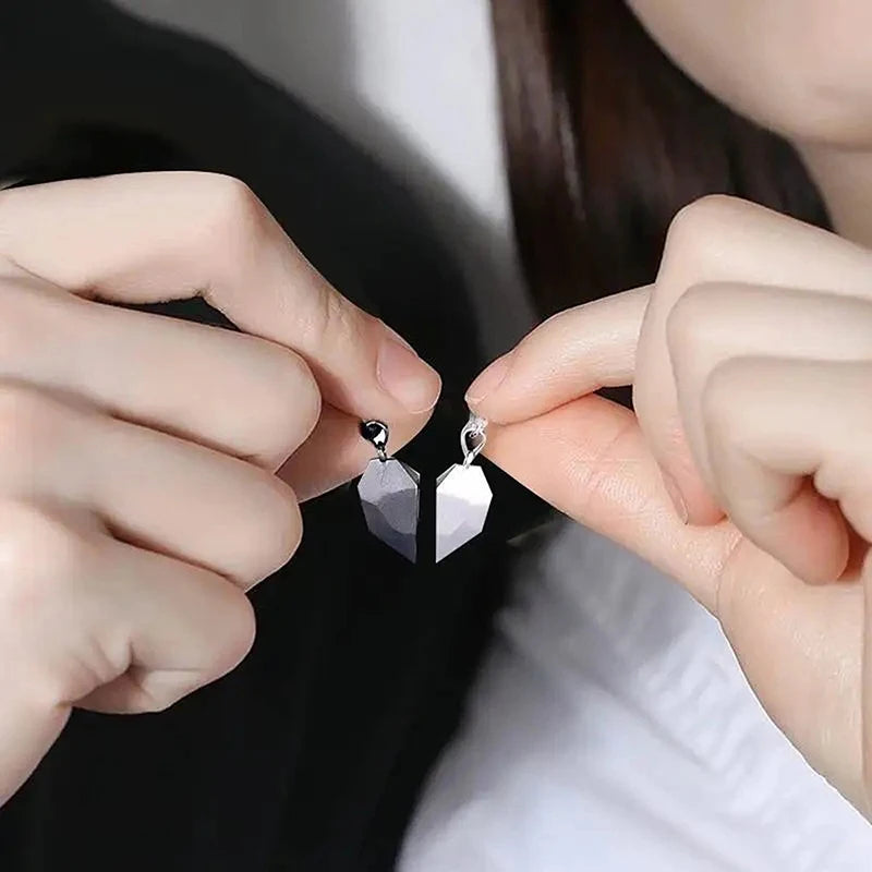 Electrocardiogram Magnetic Friend Heart Pendant One for You and One For Your Friend