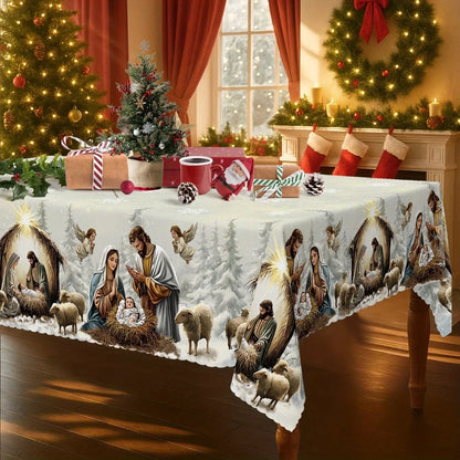 Christmas Nativity Tablecloth in 13 Designs (sizes and shapes listed at end)