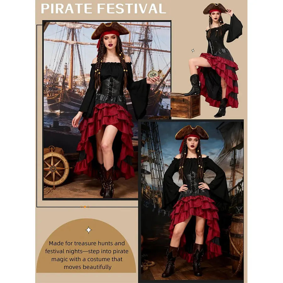 Gothic Pirate Halloween Costume.  Add hair dressing and boots and you have an Ale House Wench, for sure.