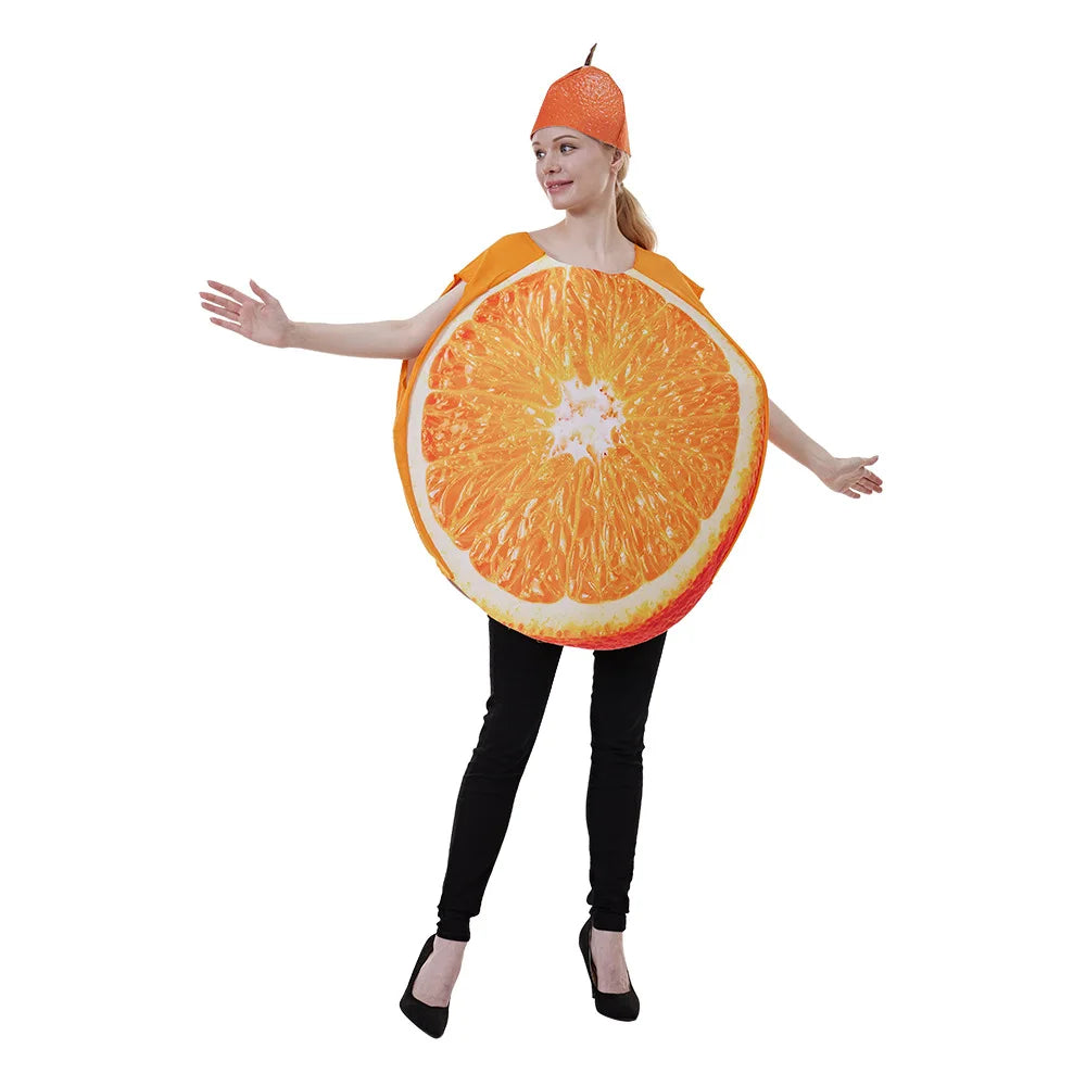 Halloween Funny Cosplay Fruit and Vegetable Costumes, also including grapes, hot pepper, tomato, avocado, and peas!