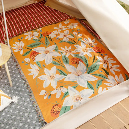 Boho Floral Tapestry, Nordic Plaid Blankets with Fringe. Comes in 10 designs