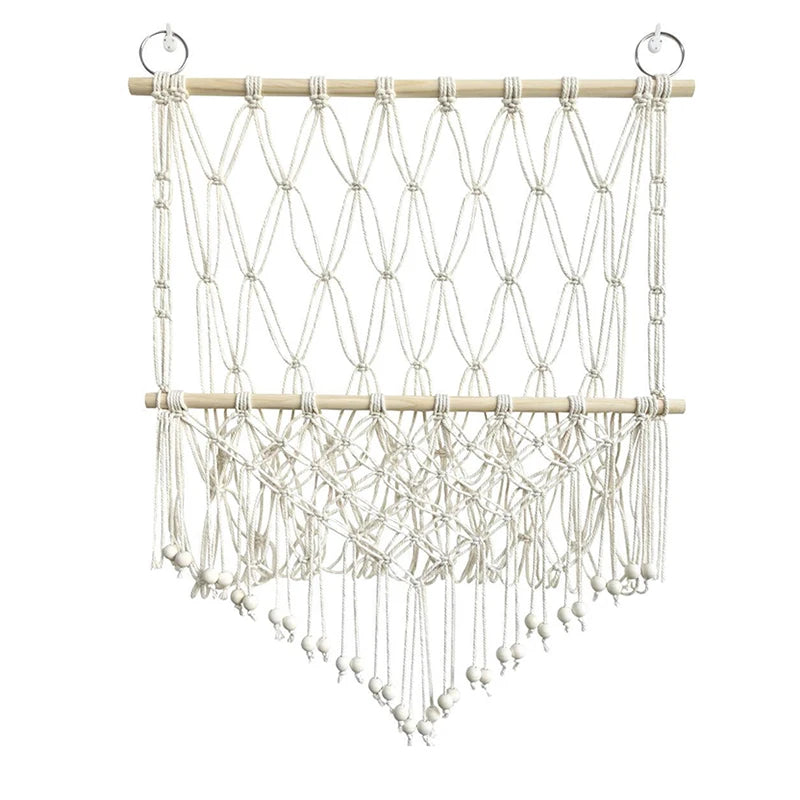 Boho Hand-woven Storage Hammock Rack Ideal for Children's Room Plush Toy Storage Display Shelf Home Decor Organizer Mesh Wall Art Tapestry
