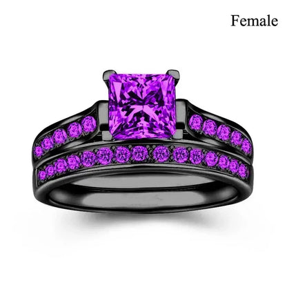 Gothic Red Rhinestone Ring Set Celtic Dragon