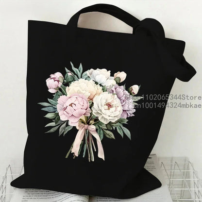 Aesthetics Peony Graphic Canvas Tote Bag . ALSO GREAT FOR GIFT BAG---WHY USE PAPER????