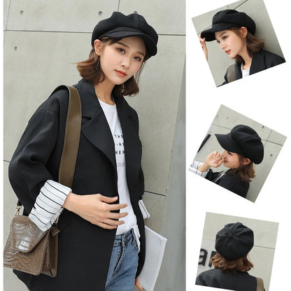 Woolen Octagonal Beret Duckbill Hat Beret British Style