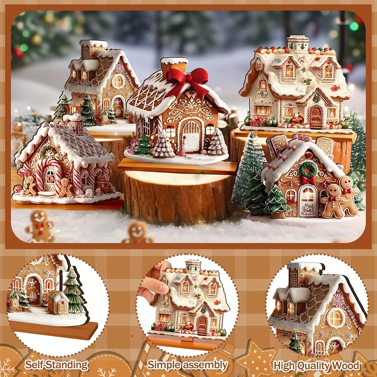5-Piece Gingerbread House Christmas Set