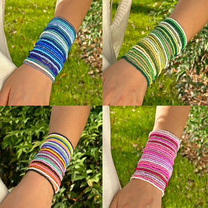 Bohemian Style Beaded Bracelets Set, Colorful Beads, Stretchy Strand Chain, Stacked Bracelets
