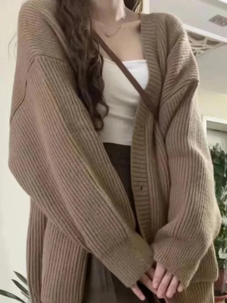 Oversized Cardigan Sweater-Coats, Long, Full Sleeves, V-Neck, Loose  Fit, Button Front. comes in Tan, Gray, Off White
