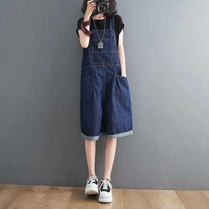 Jean Short Jumpsuits Long , Loose Shorts  Baggy Bibbed Overalls Pants