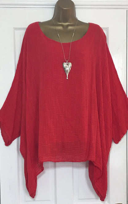 Batwing Sleeves Solid Color Loose O-Neck 3/4 Sleeve Casual in 7 Colors