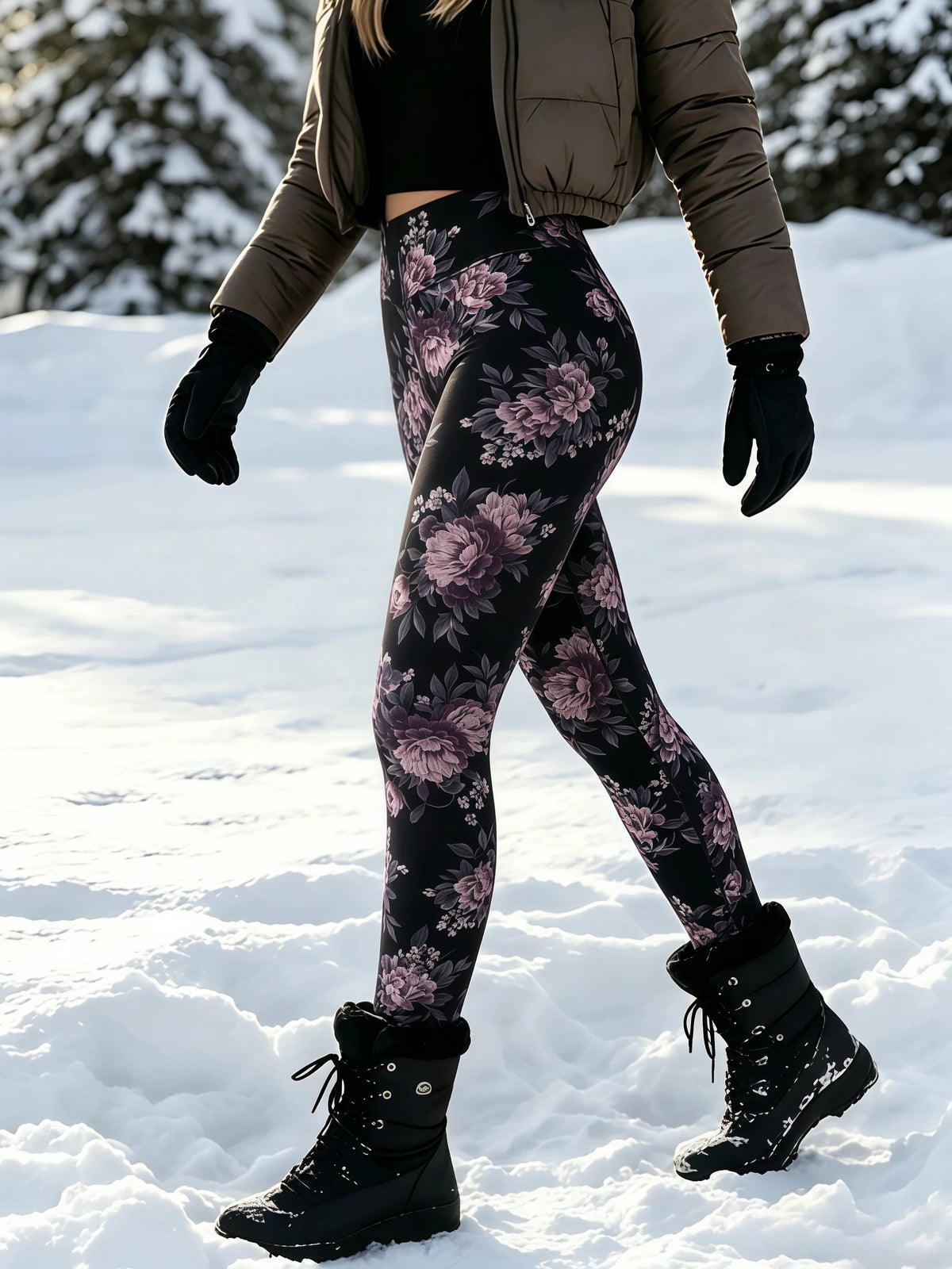 Sizes to 3XL Floral Printed Thick Fleece Lined, Heat Lock and Ankle Length for Winter