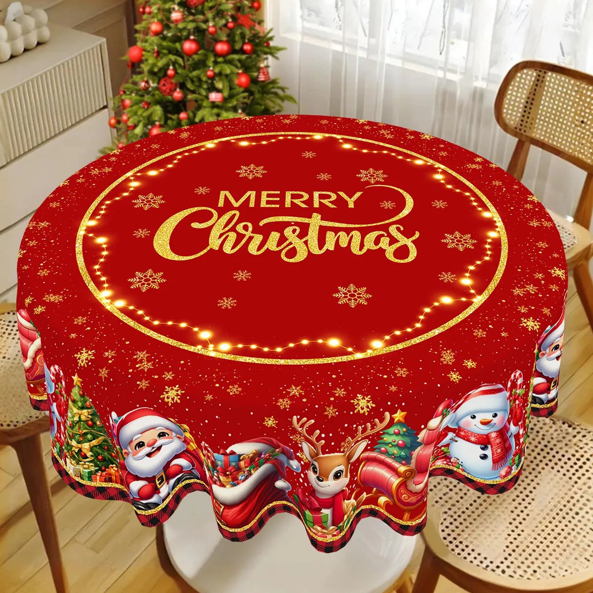 Christmas Santa Tablecloth, Round or Rectangle